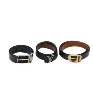 LOUIS VUITTON Epi Damier Belt Leather 3Set Black … - image 1