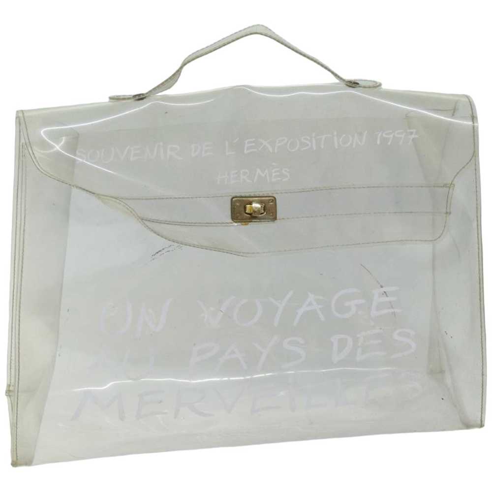 HERMES Vinyl Kelly Hand Bag Vinyl Clear Auth 75612 - image 1