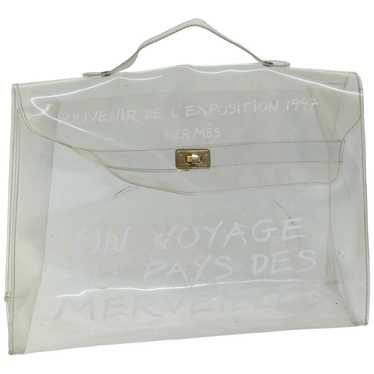 HERMES Vinyl Kelly Hand Bag Vinyl Clear Auth 75612 - image 1