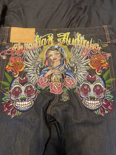 Christian Audigier Rare Virgin Mary jeans size 38 - image 1