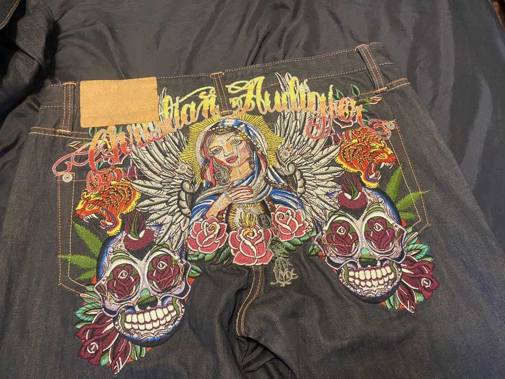 Christian Audigier Rare Virgin Mary jeans size 38 - image 3