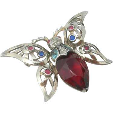 Reja Sterling Silver Ruby Butterfly Pin