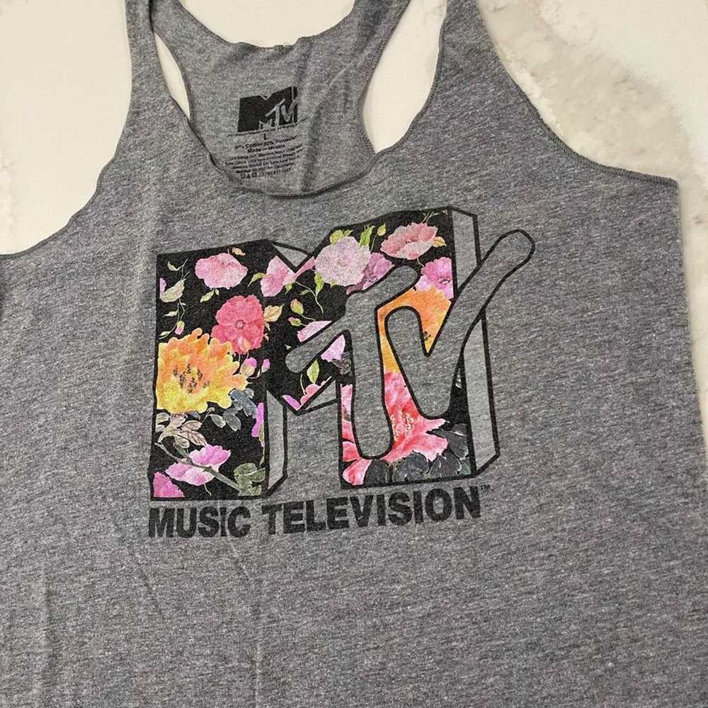 Mtv MTV Music Television Flower Logo Gray Tank To… - image 2