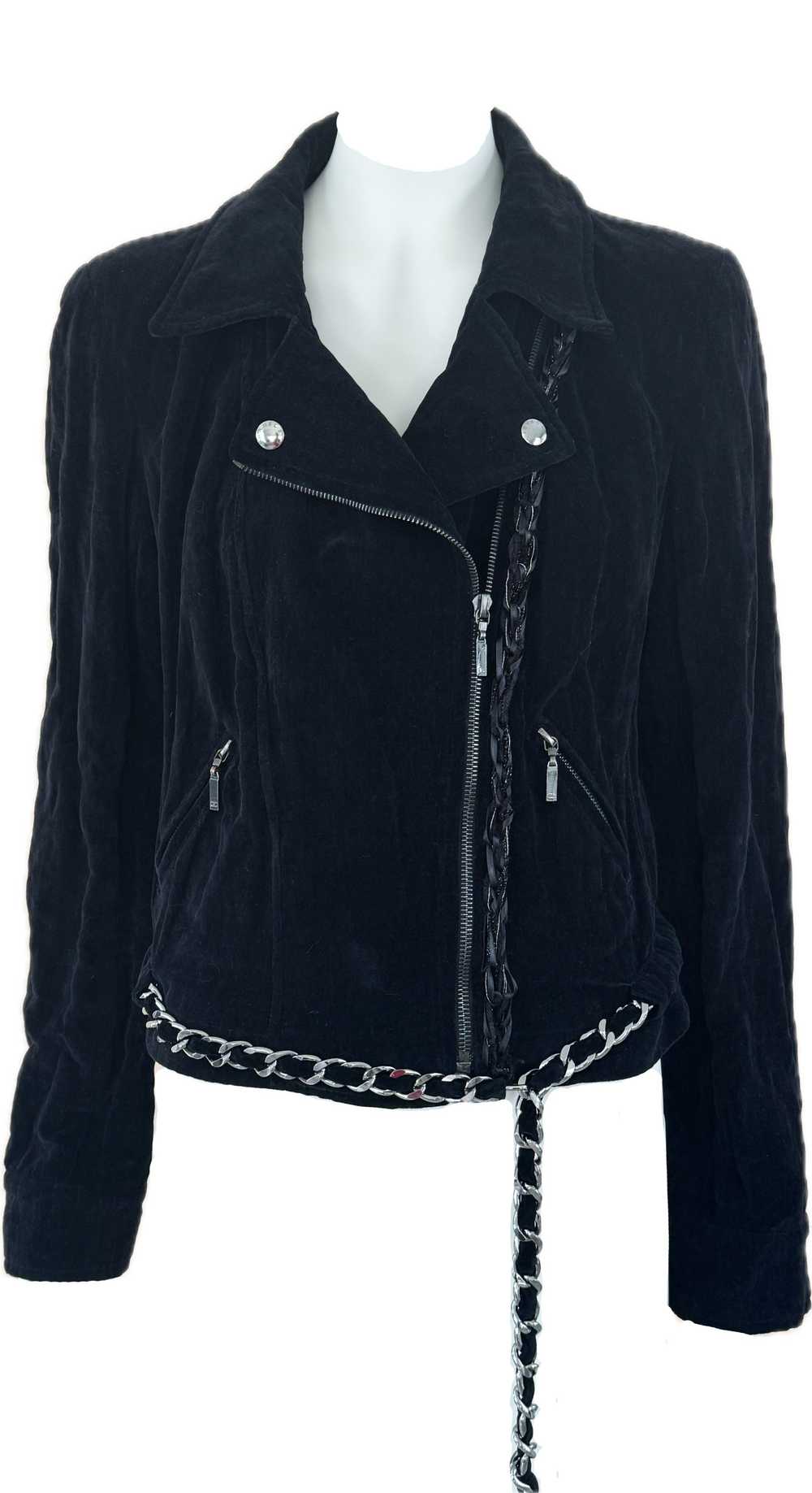 Product Details Black Velvet Biker Jacket - image 1