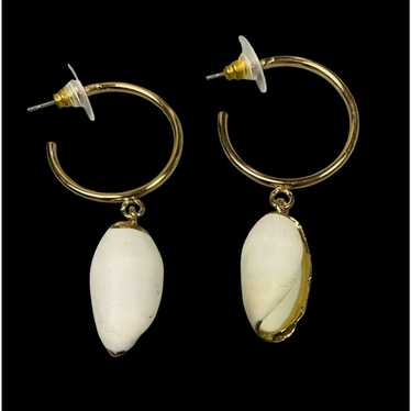 Other Cowrie Kowry Shell Gold Hoop Pierced Earrin… - image 1