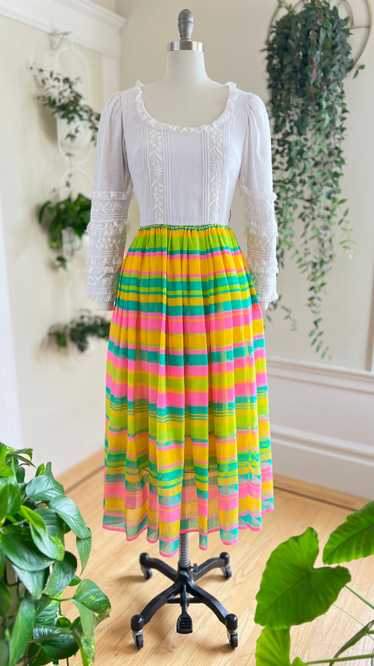 1960s 1970s Colorful Striped Maxi Dress | small/me