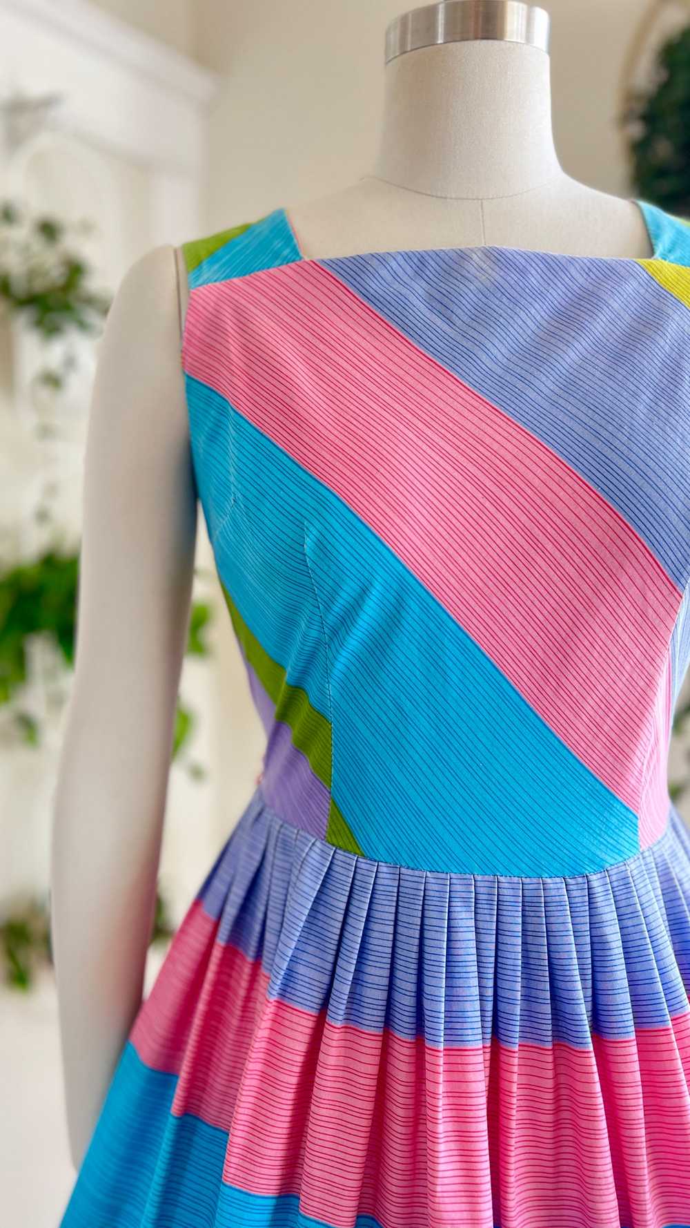 1950s Colorful Striped Cotton Sundress | medium - image 6