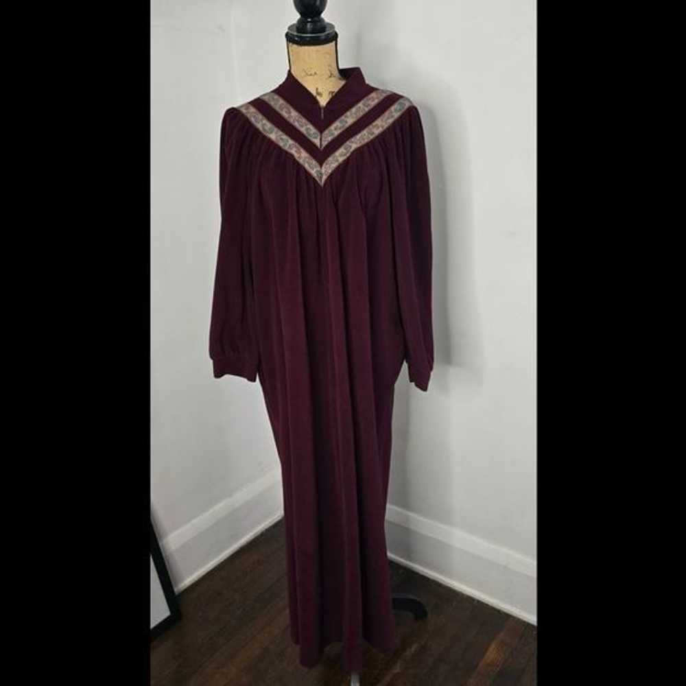 Vintage Vintage Vanity Fair Eggplant Velour Maxi … - image 1