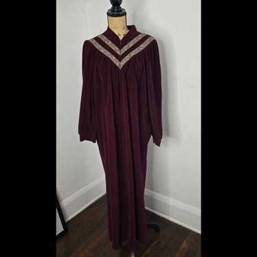 Vintage Vintage Vanity Fair Eggplant Velour Maxi … - image 1