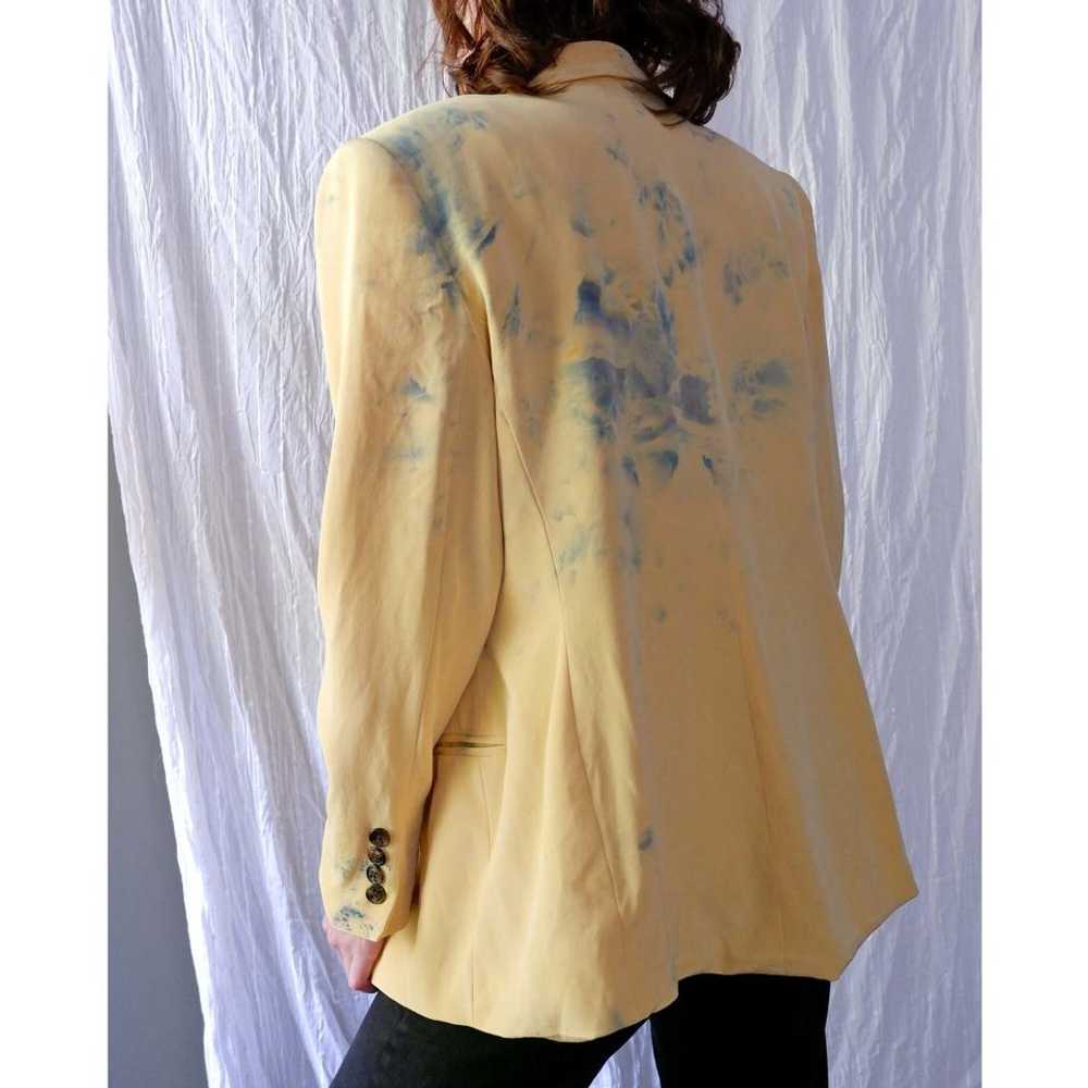 Evan-Picone 80's yellow silk hand dyed blazer (M/… - image 2