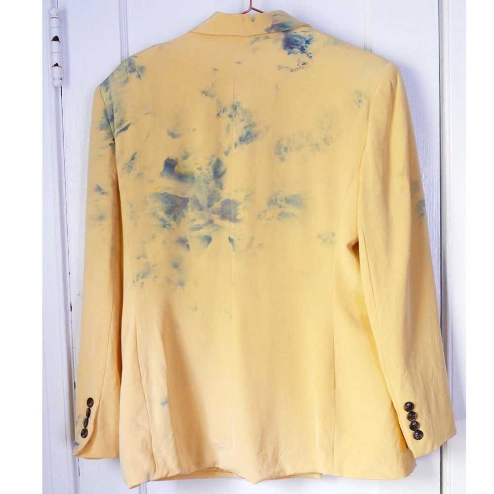 Evan-Picone 80's yellow silk hand dyed blazer (M/… - image 4