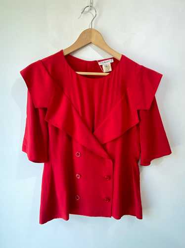 Vintage Karl Lagerfeld 1980s Red Silk Top