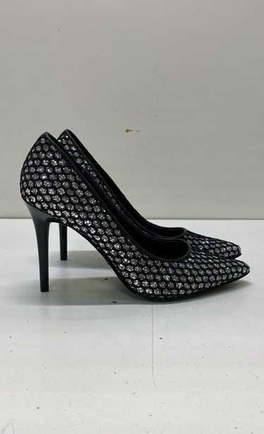 Michael Kors Keke Metallic Sequin Heels Black Silv