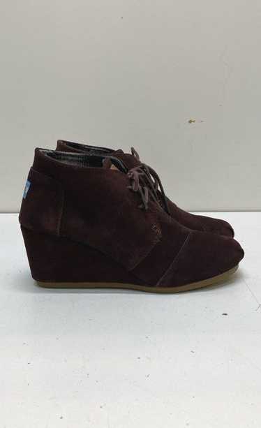 Toms Suede Wedge Booties Maroon 9