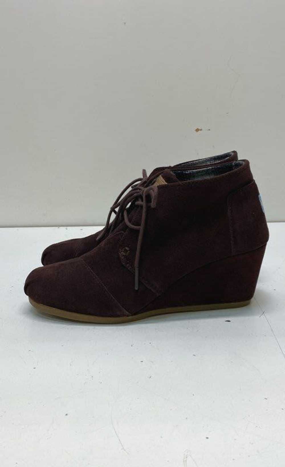 Toms Suede Wedge Booties Maroon 9 - image 3