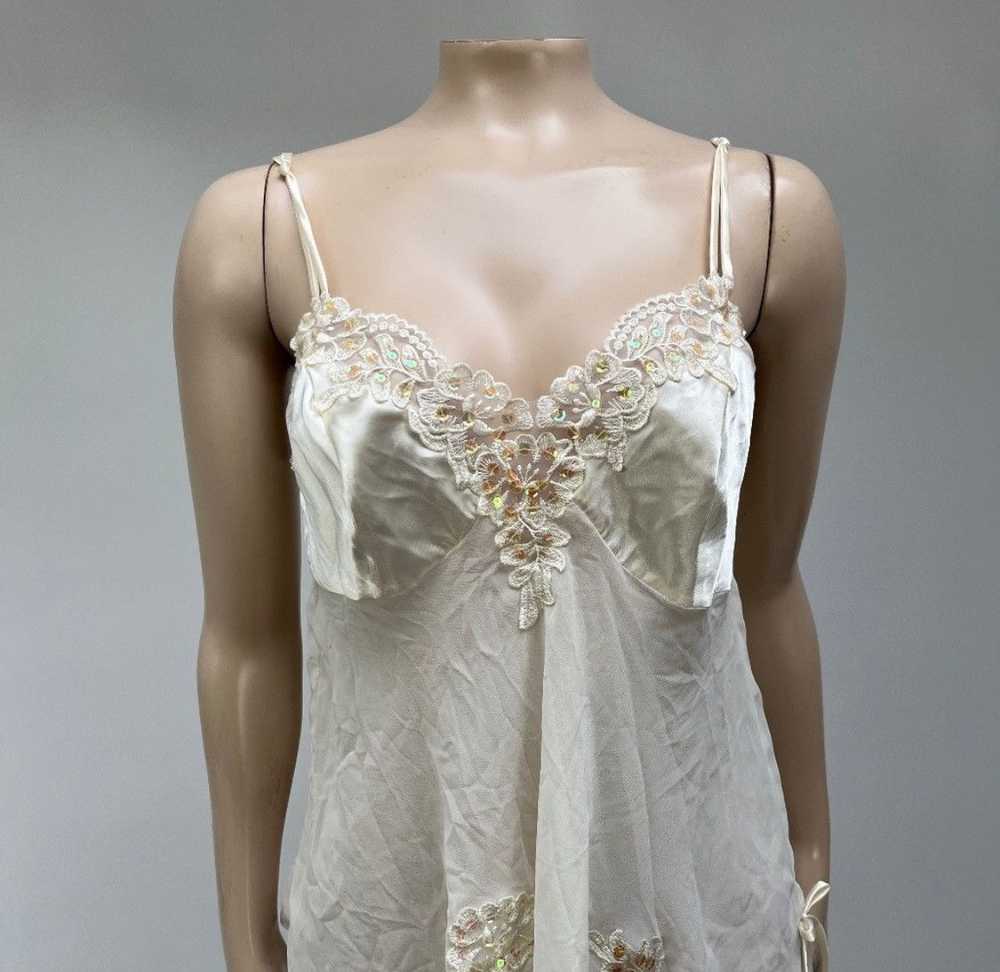 Vintage Ivory Satin Sequined Camisole - image 2