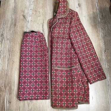 英国　Welsh tapestry Woollen 　ウールコート ヴィンテージ Traditional Welsh Tapestry Vintage Rose Draped Coat by Melin