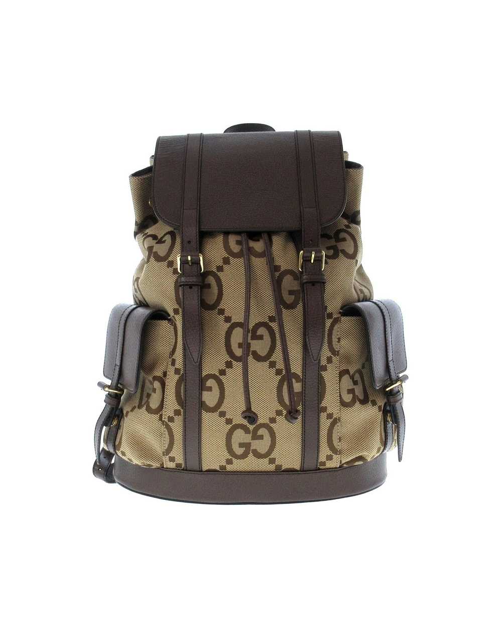 Gucci Canvas Backpack with Leather Trim and Dual … - image 1