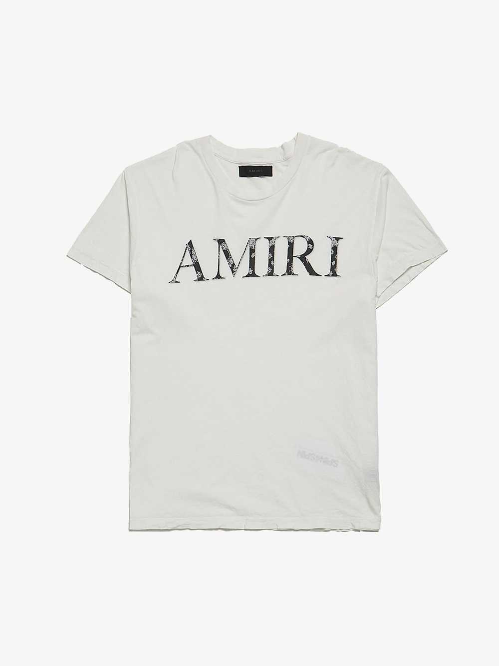 Amiri White Paisley Logo Printed Cotton T Shirt - image 1