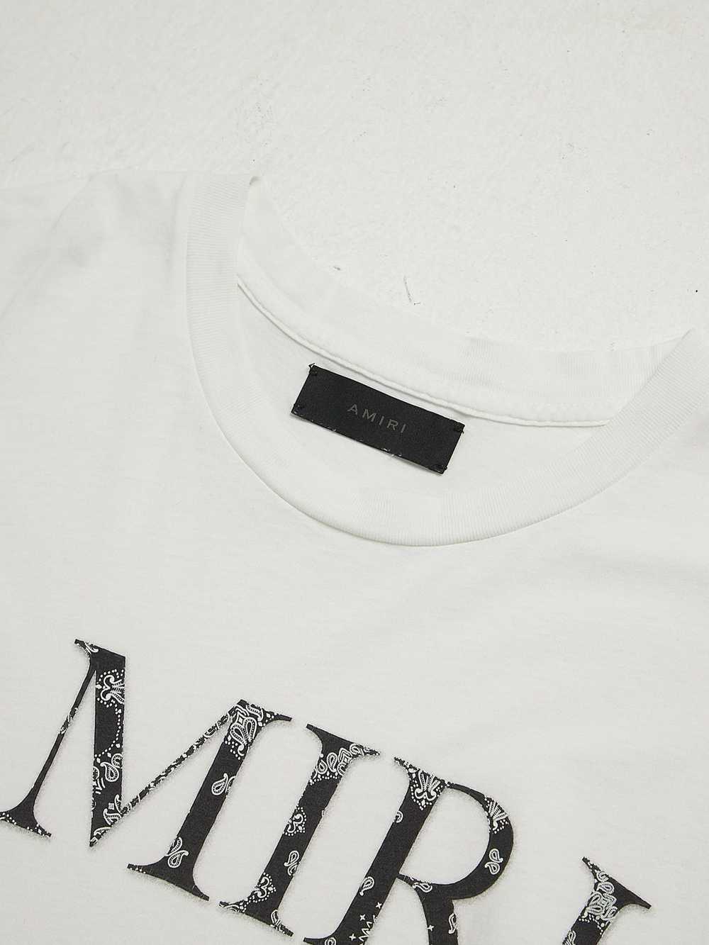 Amiri White Paisley Logo Printed Cotton T Shirt - image 3