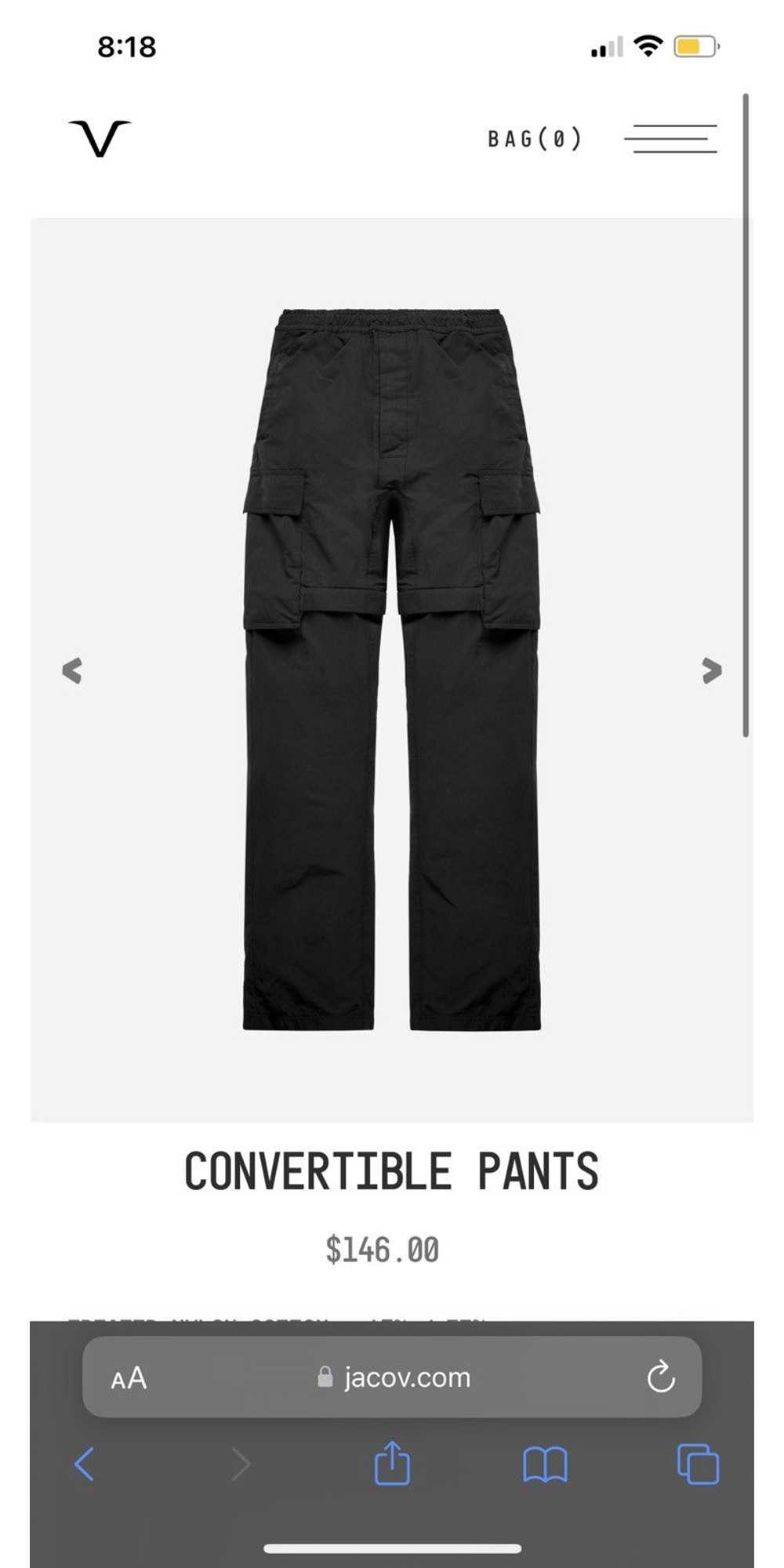 Whoisjacov * last drop*JACOV CONVERTIBLE PANTS SM… - image 1