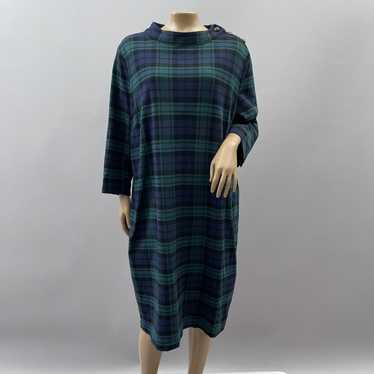 Talbots Dress Women 2X Black Watch Plaid Shift Go… - image 1