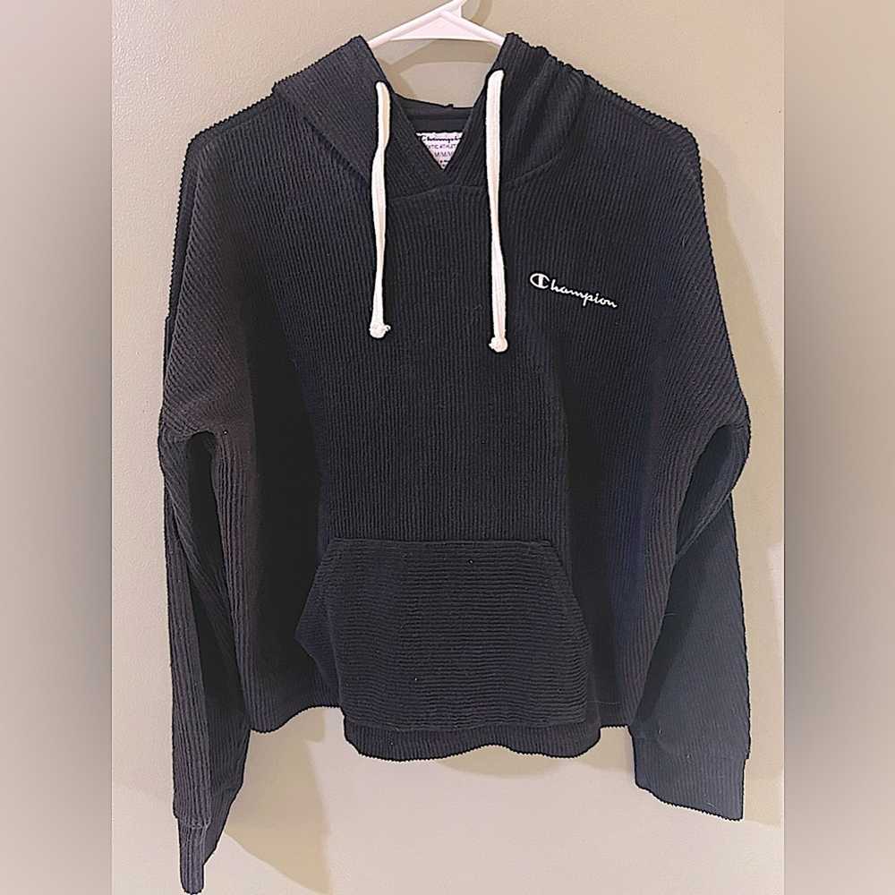 Champion Black reverse weave Corduroy Hoodie long… - image 1