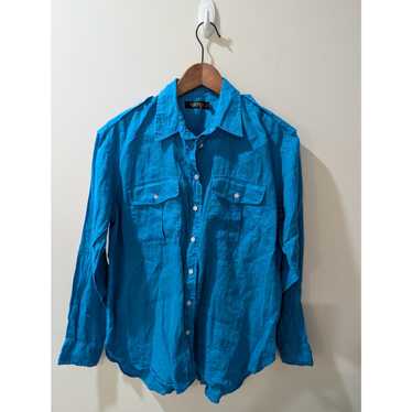 Lauren Ralph Lauren Blue Linen Button Down Shirt - image 1