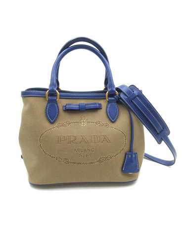 Prada Beige Logo Jacquard 2Way Handbag - Excellen… - image 1