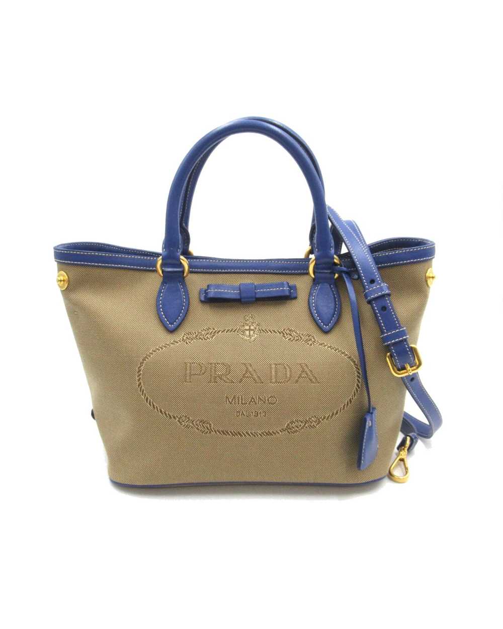 Prada Beige Logo Jacquard 2Way Handbag - Excellen… - image 2