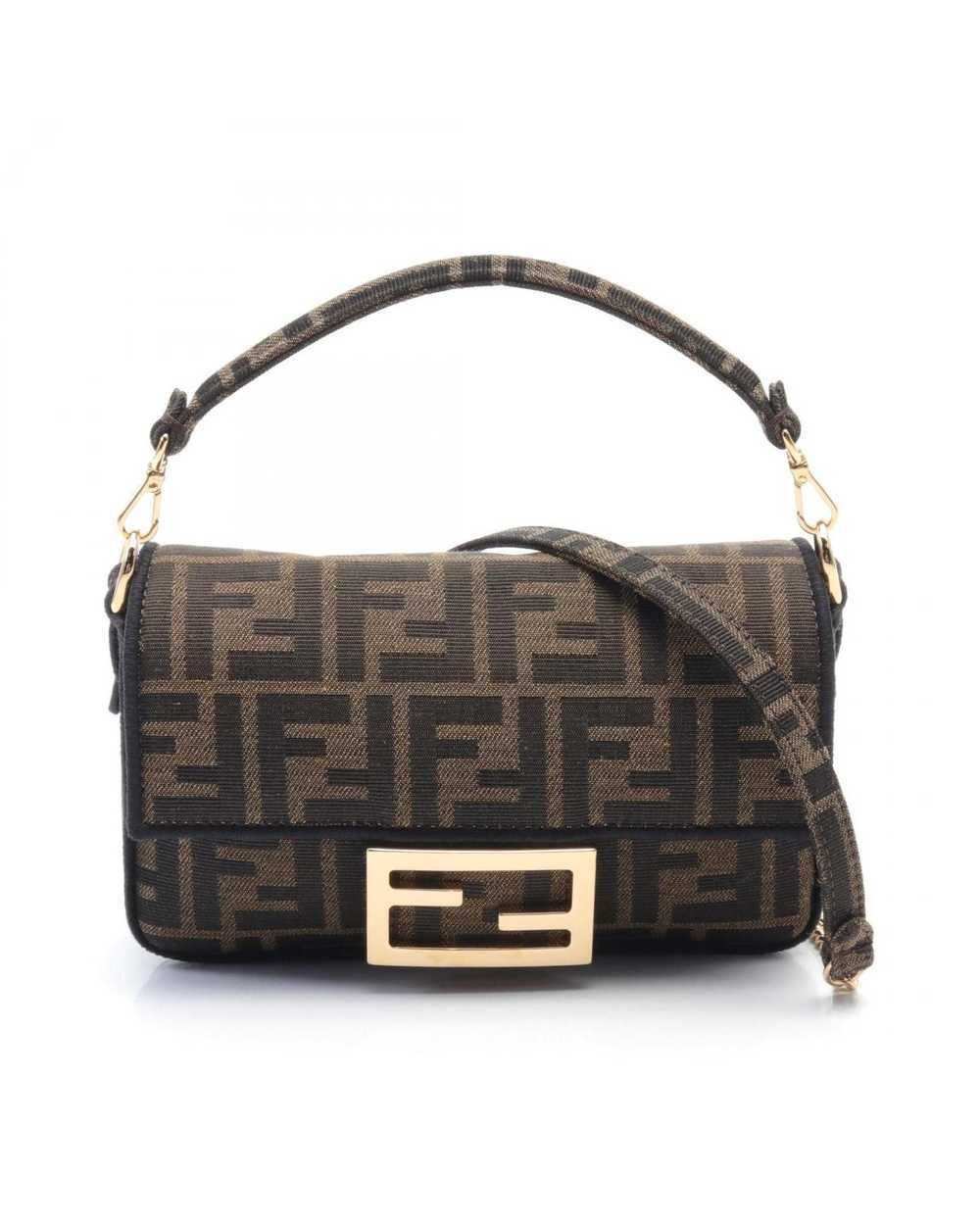 Fendi Small Brown Mini Baguette Fendi Zucca Bag -… - image 1