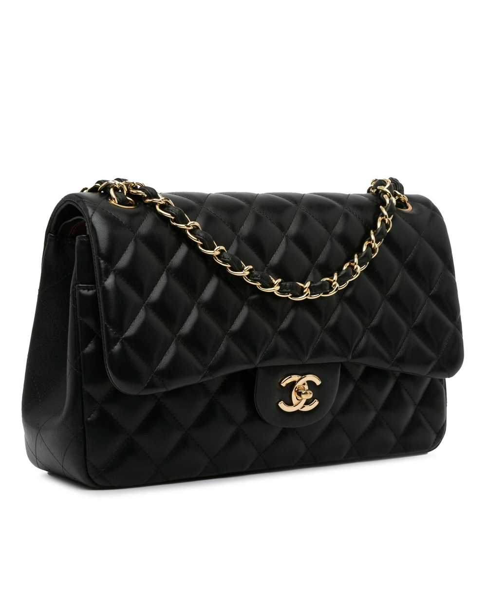 Chanel Quilted Leather Double Flap Shoulder Bag w… - image 2