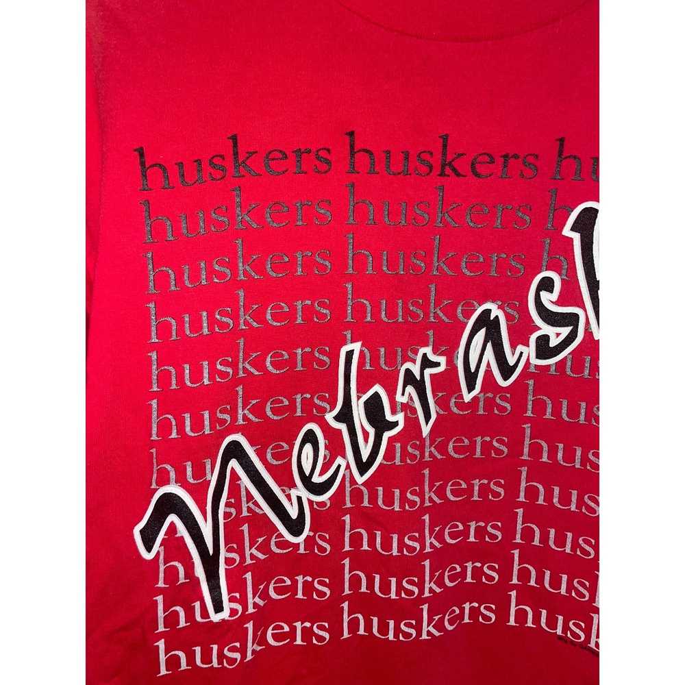 Vintage 90s Nebraska Huskers College Red Shirt Te… - image 2