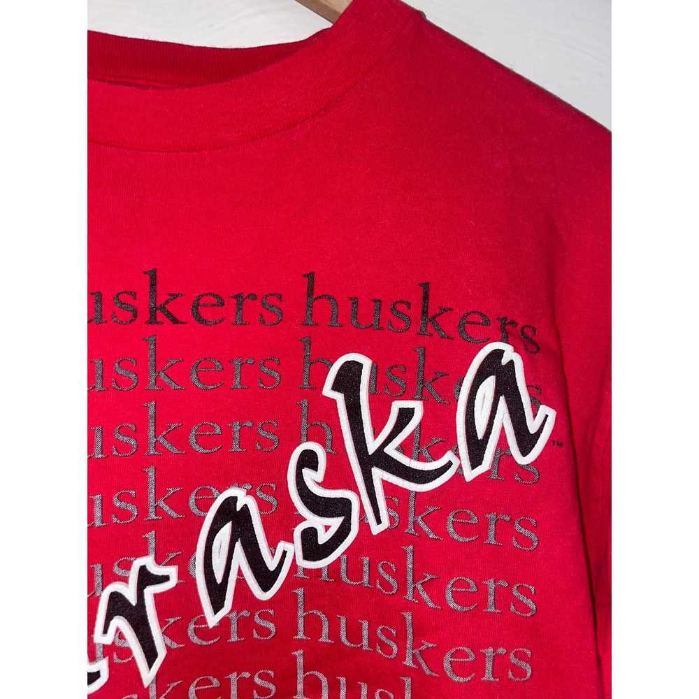 Vintage 90s Nebraska Huskers College Red Shirt Te… - image 3