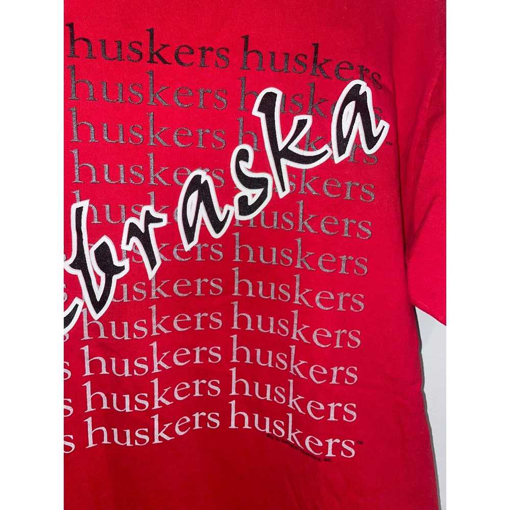 Vintage 90s Nebraska Huskers College Red Shirt Te… - image 4