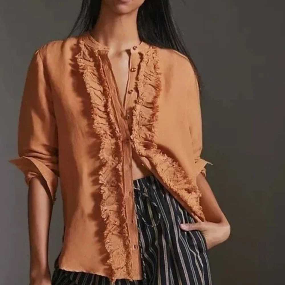 Anthropologie Pilcro Women Top Orange Ruffle Line… - image 7