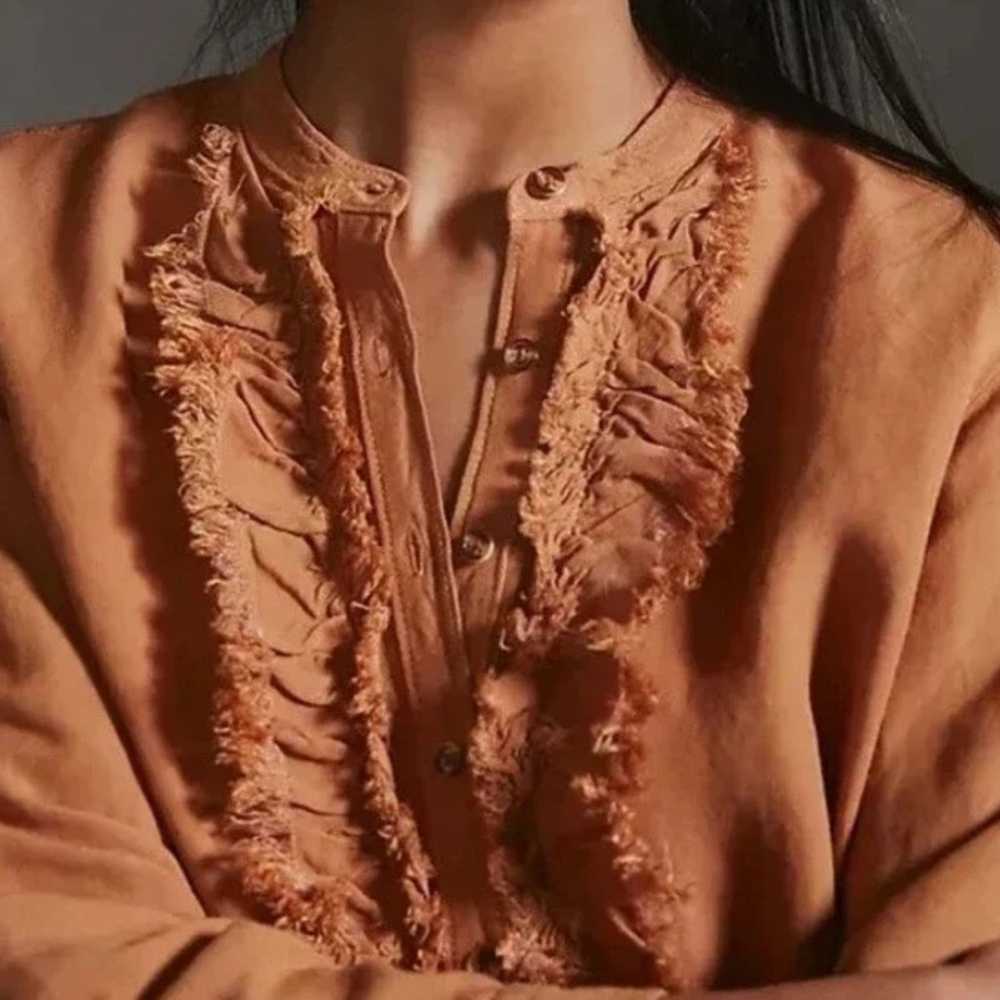 Anthropologie Pilcro Women Top Orange Ruffle Line… - image 8