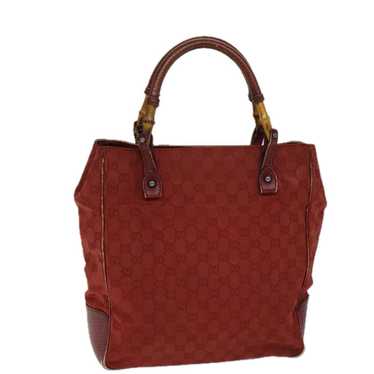 Gucci GUCCI GG Canvas Bamboo Tote Bag Red Auth 72… - image 1