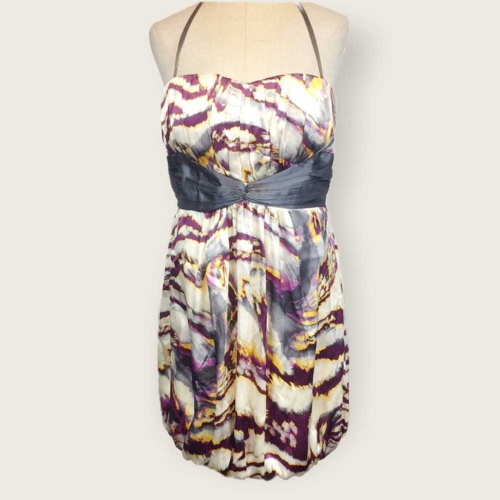 Bebe silk tigress strapless bubble dress sz Medium - image 1