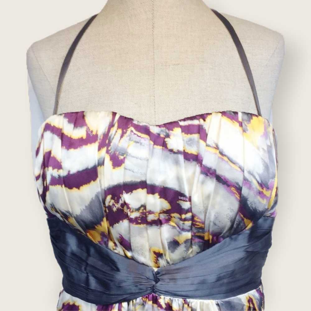 Bebe silk tigress strapless bubble dress sz Medium - image 5