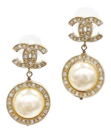 CHANEL Cocomark Pearl Swing Earrings Women's Authe