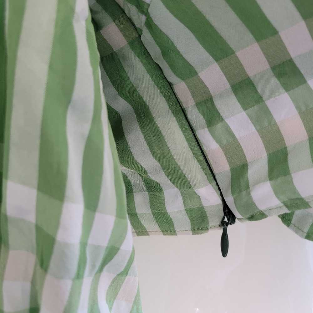 Cinq a Sept Flora Top Green Plaid Gingham Wrap Bl… - image 4