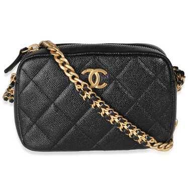 Chanel 22P Black Quilted Caviar Small Camera Case - image 1