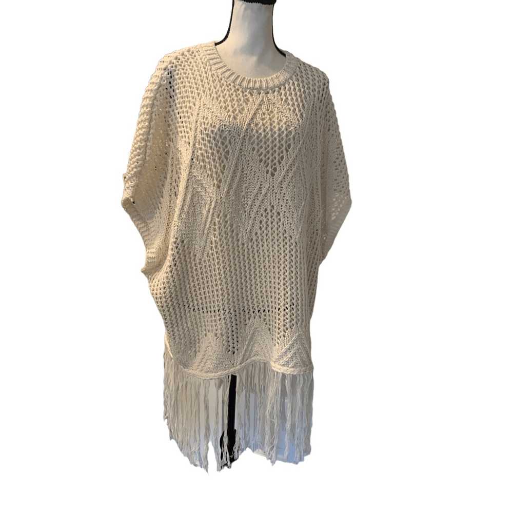 ZARA open knit tunic top fringe - image 10