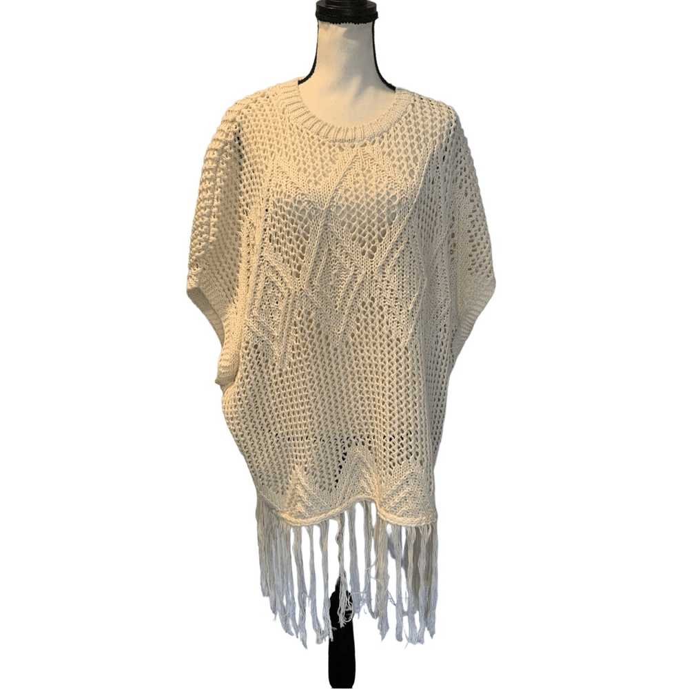 ZARA open knit tunic top fringe - image 11