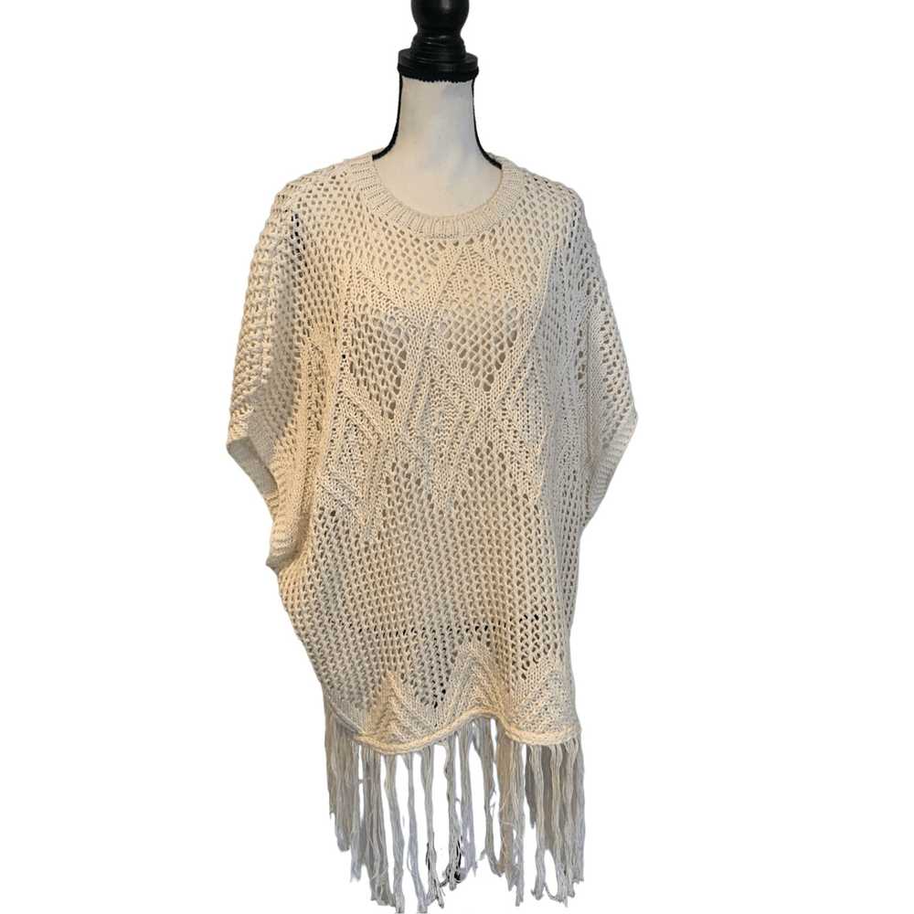 ZARA open knit tunic top fringe - image 4