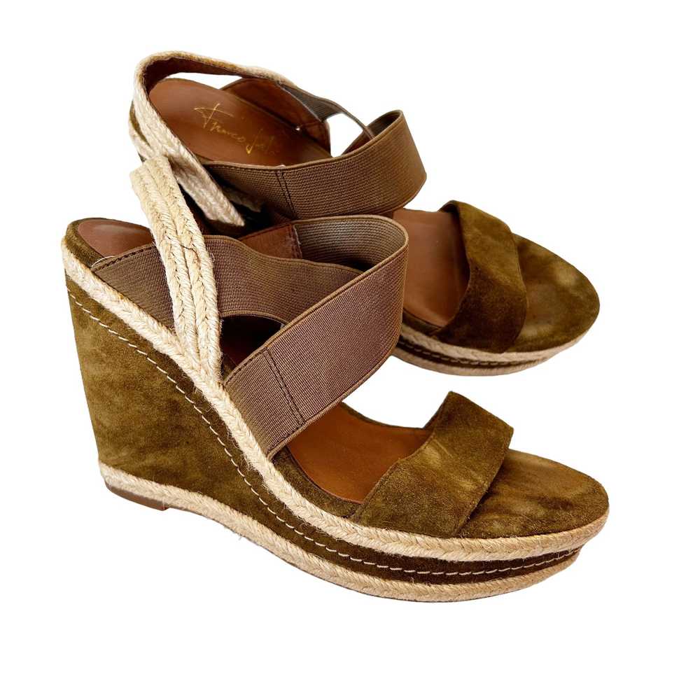 Franco Sarto Green Brown Suede Wedges Sz 6 - image 1