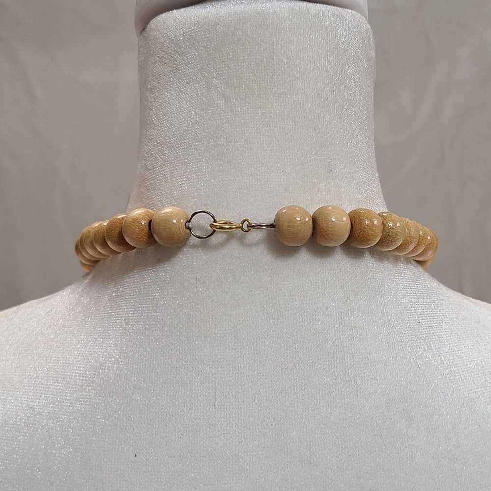 Vintage African Style Wooden Beaded Necklace - image 2