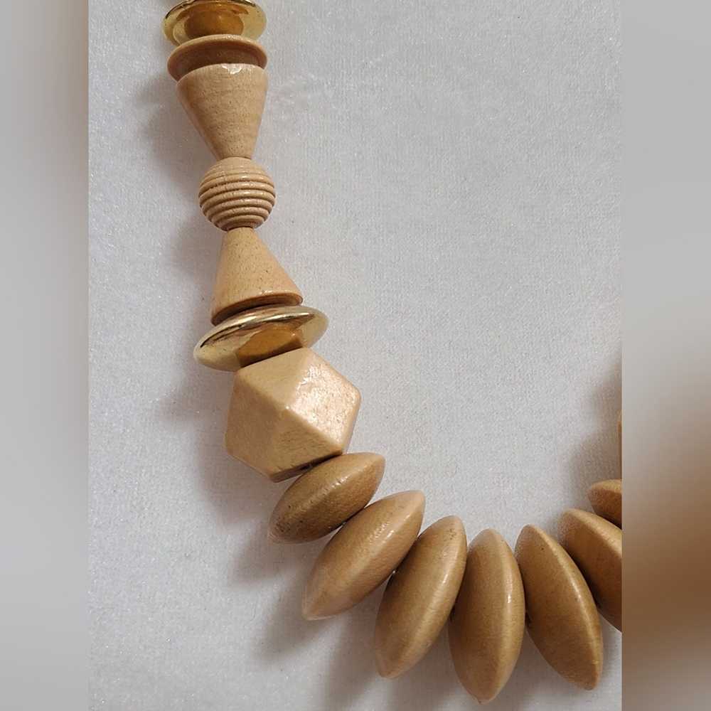 Vintage African Style Wooden Beaded Necklace - image 3