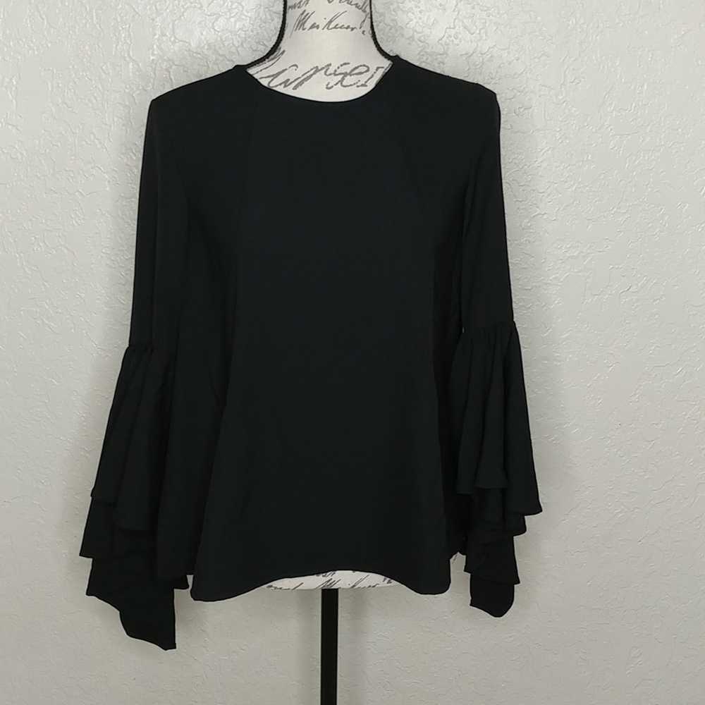 Saks Fifth Avenue Ruffle Sleeve Top Black Size XS - image 1